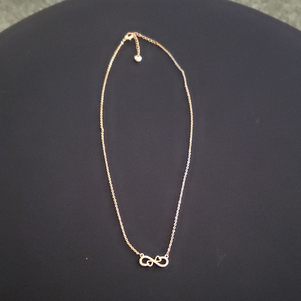 Yellow Gold Plated Infinity Necklace 16 inches NWOT